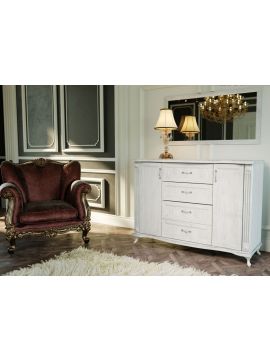 Комод Адажио МДФ (дуб белый/белое дерево/пат.серая)